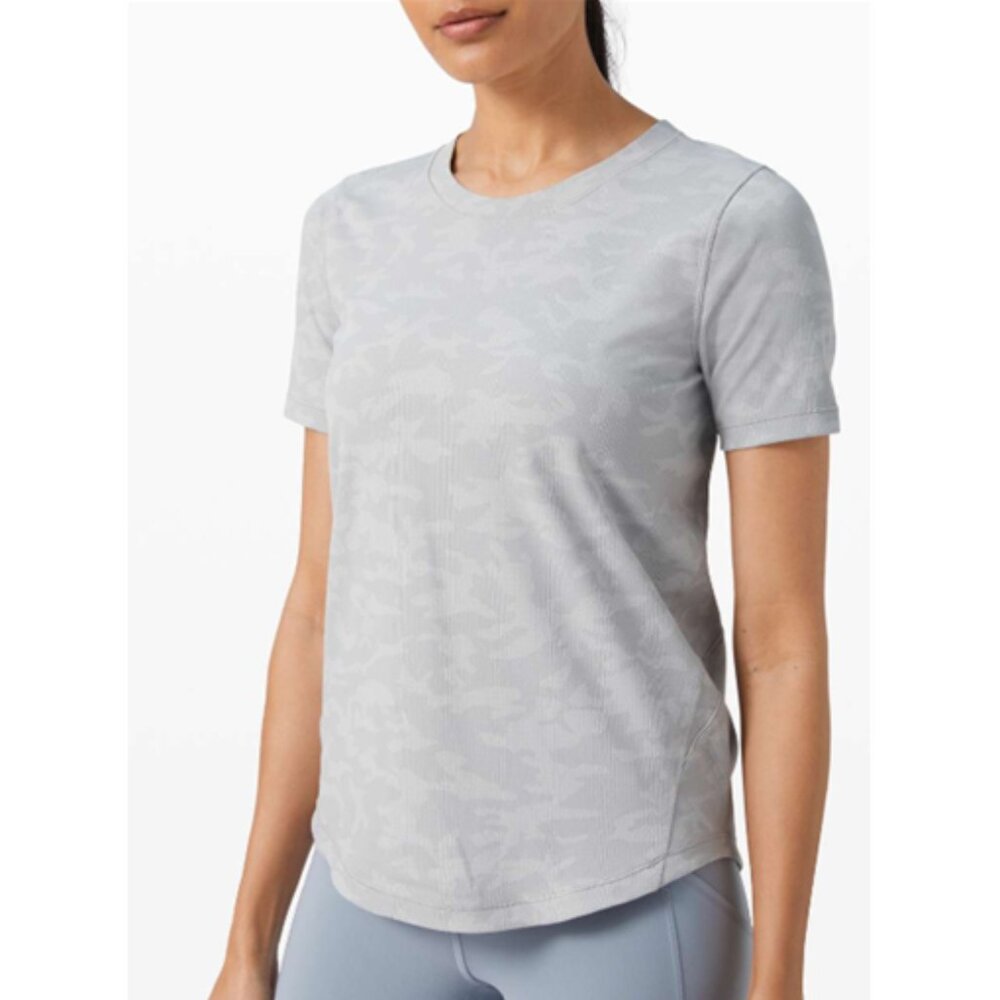 Lululemon Long Distance Short Sleeve Incognito Camo SSL Silver Drop Alpine White
